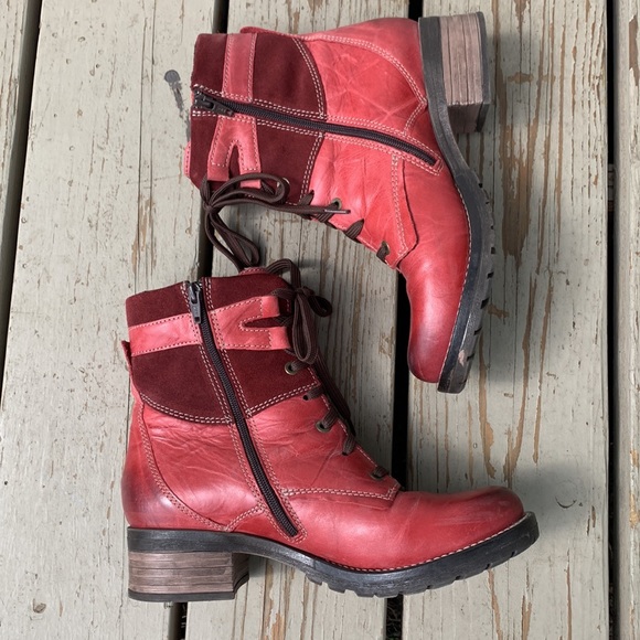 Dromedaris red boot EU 40 Kara combat lace up - Picture 6 of 13